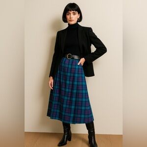 Pendleton Blue and Green Plaid Maxi Skirt